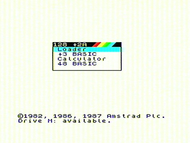 Spectrum +2 startup screen