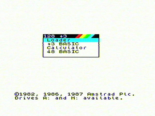 Spectrum +3 startup screen